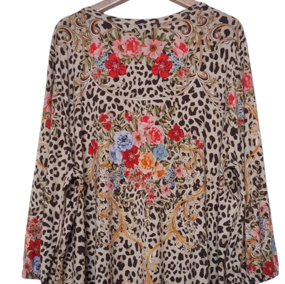 Johnny Was Women's Cheetah Puff Sleeve Top